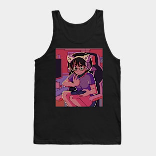 vaporwave aesthetic anime gamer girl Tank Top